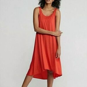 EILEEN FISHER Silk Cotton Jersey Dress in FIREFLY Red Sz M